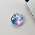 Detail view of round star nebula phone grip with blue and purple crystal glass finish - Transparent Stand-Crystal Glass Starry Sky-Style 7