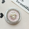 Rosa Strass Handyhalterung mit Perlenblume und glitzernden Kristallen für Damen - Magnetischer Stil (Perlenblume) / Rosa