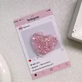 Detail of pink glitter heart phone socket with sparkling sequins and resin finish - Sequin Epoxy Heart Stand - High Shine Pink