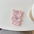 Supporto cellulare orsetto glitter rosa con specchio a cuore e lustrini su tavolo - Supporto per Airbag Orso / Rosa