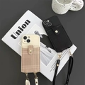 Custodia per iPhone a tracolla con portafoglio e cinturino lungo nero e beige - iPhone 7/8/SE 2020 / Nero