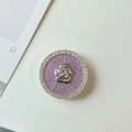 Macro detail of camellia flower phone socket with purple texture and rhinestones - Transparent Airbag Stand (Silver Camellia) / Purple
