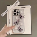 Funda iPhone brillante con mariposas rosas y flores blancas en acabado transparente - iPhone 7/8/SE 2020 / Rosa Púrpura