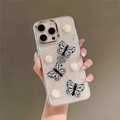 Funda brillante con mariposas 3D y rosas blancas para los modelos de iPhone - iPhone 7/8/SE 2020 / Azul