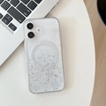 Detalle de estrellas brillantes y lentejuelas en funda magnética transparente - Gota Magnética-Estrellas Dobles Degradadas / iPhone 7/8/SE 2020