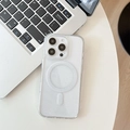 Detalle de funda MagSafe con purpurina para iPhone 16 Pro Max sobre una mesa blanca limpia - Gota Magnética-Purpurina / iPhone 7/8/SE 2020