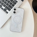 Detalle de funda MagSafe transparente con purpurina para iPhone y anillo magnético potente - Gota Magnética-Fragmentos Holográficos / iPhone 7/8/SE 2020
