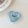 Détail du support de téléphone cœur pailleté bleu clair avec lettrage Smile doré - Grande Poignée de Coeur-Sourire d'Or de Nuage-Bleu