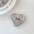 Détail du support de téléphone en forme de cœur avec paillettes argentées et texte Smile - Grande Poignée de Coeur-Sourire d'Or de Nuage-Marron