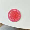 Detail of pink glitter resin MagSafe grip showing sparkling laser sequins and round texture - Magnetic - Glitter Epoxy - Cherry Red