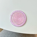 Detailed top view of pink glitter and sequin circular MagSafe phone grip - Magnetic - Glitter Epoxy - Pink