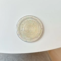 Macro detail of round MagSafe phone grip with sparkling holographic sequins and glitter - Magnetic - Glitter Epoxy - Yellow