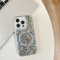 Primer plano de funda MagSafe transparente con purpurina de colores para iPhone Pro - Negro / iPhone 7/8/SE 2020
