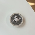 Detalle de un soporte de móvil plateado con diseño de planeta y diamantes de imitación - Soporte Transparente-Diamante de Imitación Perla-Planeta-Gris