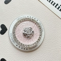 Pink rhinestone camellia phone socket holder with Gift For You engraving and silver flower - Magnetic Stand - Bowknot / Pink