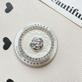 Silver camellia flower phone socket with rhinestones and Gift For You text decoration - Magnetic Stand - Bowknot / White
