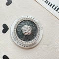 Elegant silver camellia phone grip with rhinestones on a glittery grey background - Magnetic Stand - Bowknot / Gray