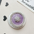 Purple pleated phone socket grip with silver rose flower and diamond inlay ornament - Magnetic Stand - Bowknot / Purple