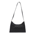 Borsa sottobraccio nera alla moda con texture geometrica e dettagli dorati - Nero