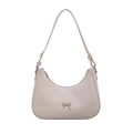 Chique beige hobo-tas met krokodillentextuur en een zilveren metalen strikhanger - Wit