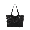 Sac fourre-tout à paillettes noires avec étiquette Creative Cat et fines bandoulières - Noir