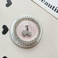 Sparkling rhinestone cherry phone grip with Gift For You print on pink leather - Magnetic - Rhinestone Pearlescent - White Diamond Cherry / Pink