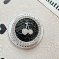 Sparkling rhinestone cherry phone socket stand with Gift For You engraving and black base - Magnetic - Rhinestone Pearlescent - White Diamond Cherry / Black