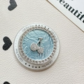 Blue rhinestone cherry phone socket grip with Gift For You print on white background - Magnetic - Rhinestone Pearlescent - White Diamond Cherry / Blue