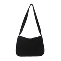 Minimalist black corduroy rectangle underarm bag with zipper closure and soft strap - Black
