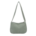Minimalist light green corduroy shoulder bag with vertical stripes and zipper closure - Green