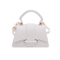 White minimalist faux leather crossbody bag with top handle and crossbody strap - White
