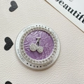 Sparkling rhinestone cherry phone socket holder in purple ruffle design on a heart background - Magnetic - Rhinestone Pearlescent - White Diamond Cherry / Purple