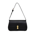 Sac sous le bras noir minimaliste avec boucle dorée en U et bandoulière réglable - Noir