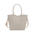 Minimalistische beige Damen Umhängetasche mit Doppelgriffen und modischem Schriftzug - Weiß