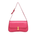 Sac baguette rose minimaliste avec fermoir en U doré et bandoulière réglable - Rose Rouge