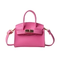 Mini borsa a mano rosa in pelle martellata con chiusura dorata e tracolla regolabile - Rosa