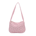 Pink bow pattern underarm bag with embossed texture and metal zipper for women - Pink
