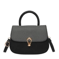 Minimalist black and grey striped crossbody bag with elegant gold droplet clasp - Black