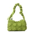 Bright green quilted puffer bag with scrunchie handle and cloud design for women - Green