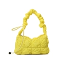 Borsa trapuntata gialla con manico a nuvola increspato e coulisse laterale decorativa - Giallo