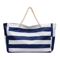 Grande borsa nautica in tela con strisce blu e bianche e manici in corda spessa - Blu