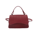 Chic red crocodile texture mini handbag with top handle and shoulder strap for women - Red