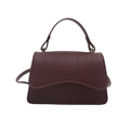 Elegant burgundy crocodile-pattern mini handbag with top handle and crossbody strap - Brown