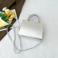 Chic silver crossbody bag with metallic glitter finish and golden hardware accents - No Pendant / Silver