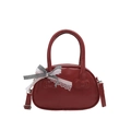 Bolso de mano mini en cuero sintético rojo con asas y lazos decorativos de estilo coreano - Con Colgante / Rojo