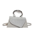 French design gray trapezoid handbag with silver glitter flap and metallic handle - Silver