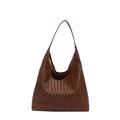 Brown woven leather hobo shoulder bag with large capacity and minimalist design - Brown