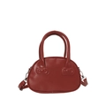 Red bow embossed bowling bag with dual handles and detachable strap on white background - No Pendant / Red