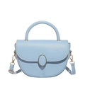 Borsa a sella in pelle opaca azzurra con fibbia dorata e tracolla rimovibile - Blu