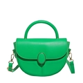 Borsa a sella verde brillante con finiture dorate e manico superiore vista frontale - Verde